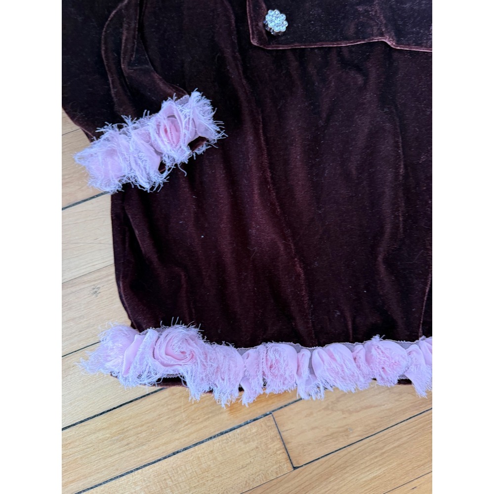 Greggy Girl deep red velour feather trim tunic‎ dress retro style - Picture 4 of 7